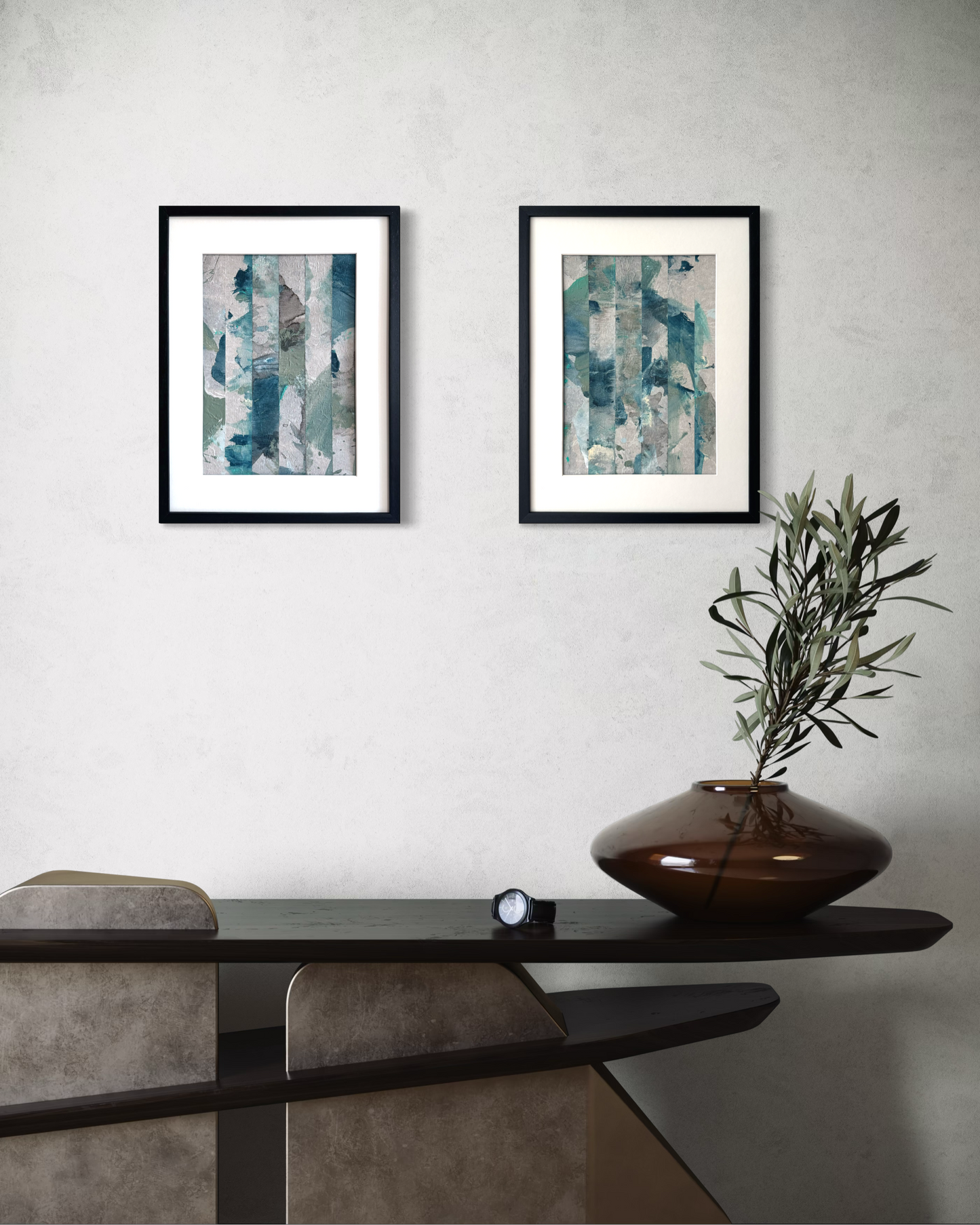 Beneath Still Water - Collage Diptych