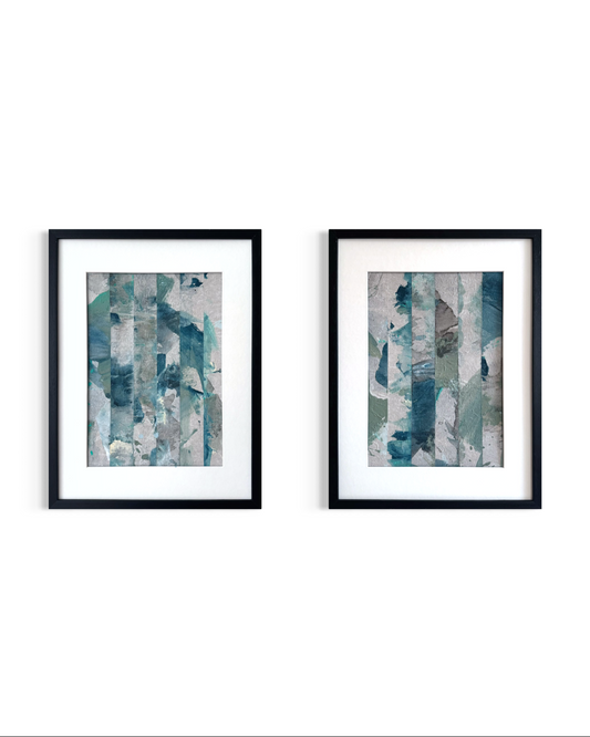 Beneath Still Water - Collage Diptych